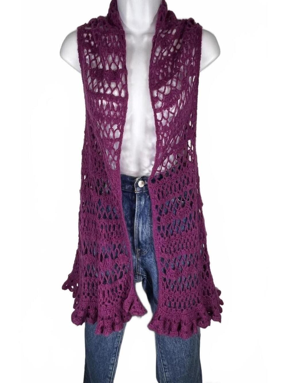 Gotta Pick Me Up Crochet Knit Scarf Shawl Shrug Purple Fairycore Whimsigoth